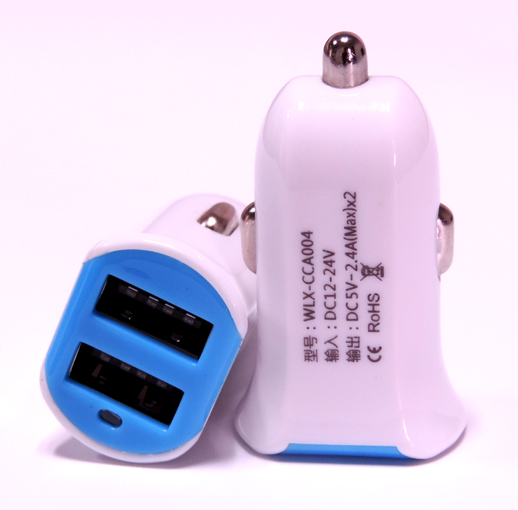 Cute Bullet type Car Charger WK-CCUSB2H-BLWH